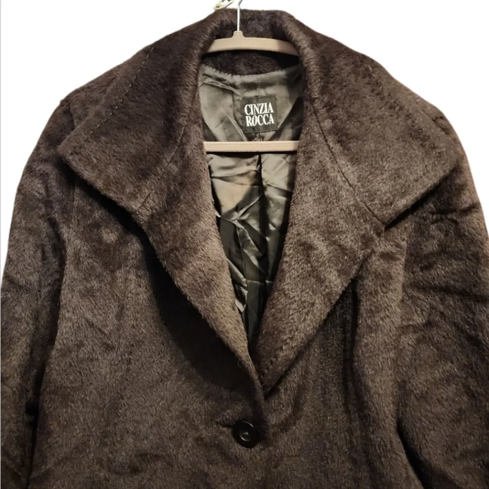 Cinzia Rocca Women's Dark Chocolate Brown Baby Llama Wool Coat US Size 8 Italy
